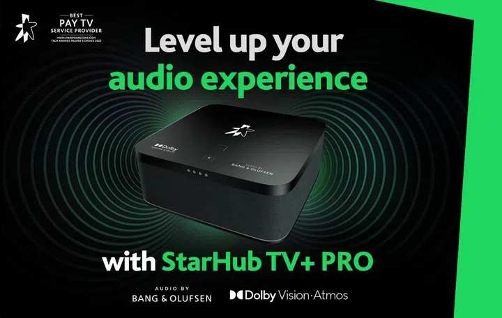 The set-top box comes enhanced with Dolby Atmos and Dolby Vision, and audio tuning by Bang & Olufsen. Image source: StarHub. 
