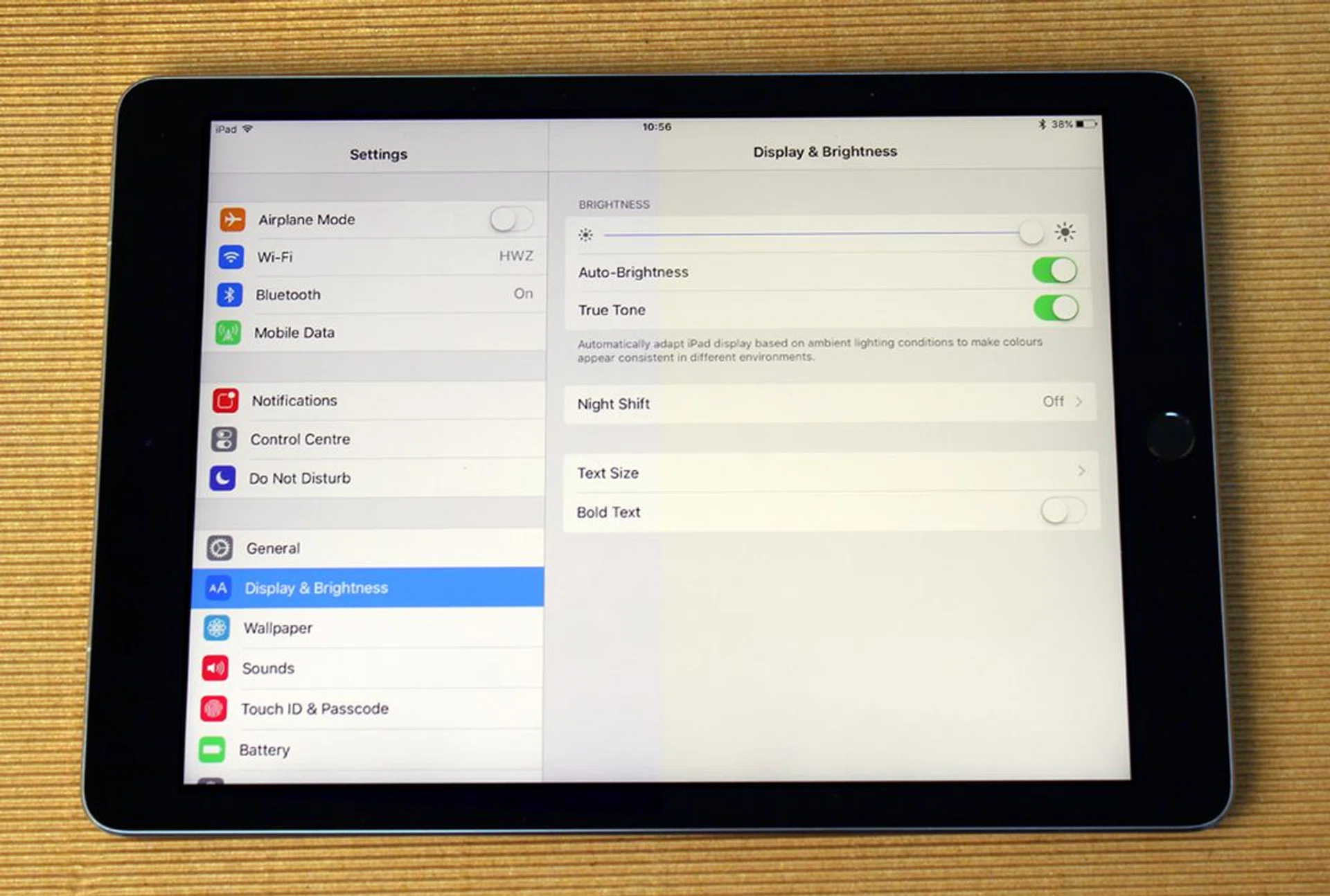 I've joined two images together here. True Tone enabled on the right-side of the screen, and off on the left-side. This is under warm lighting.
