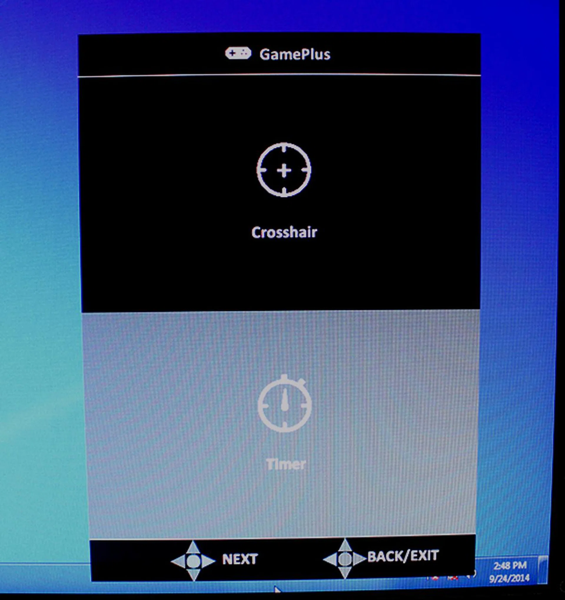 The most useful feature of the GamePlus menu is the crosshair, which lets users put a permanent crosshair overlay on the monitor.