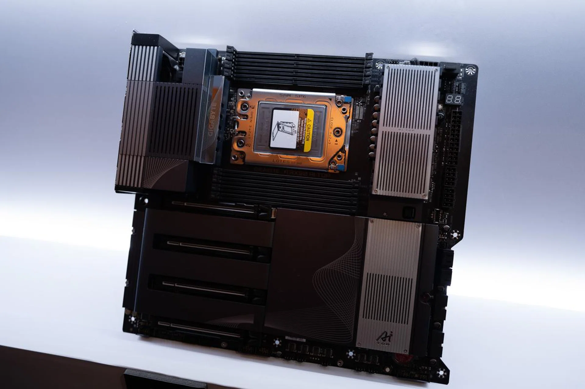 The TRX 50 AI TOP motherboard is built for AMD’s Threadripper Pro 7000 series of processors.