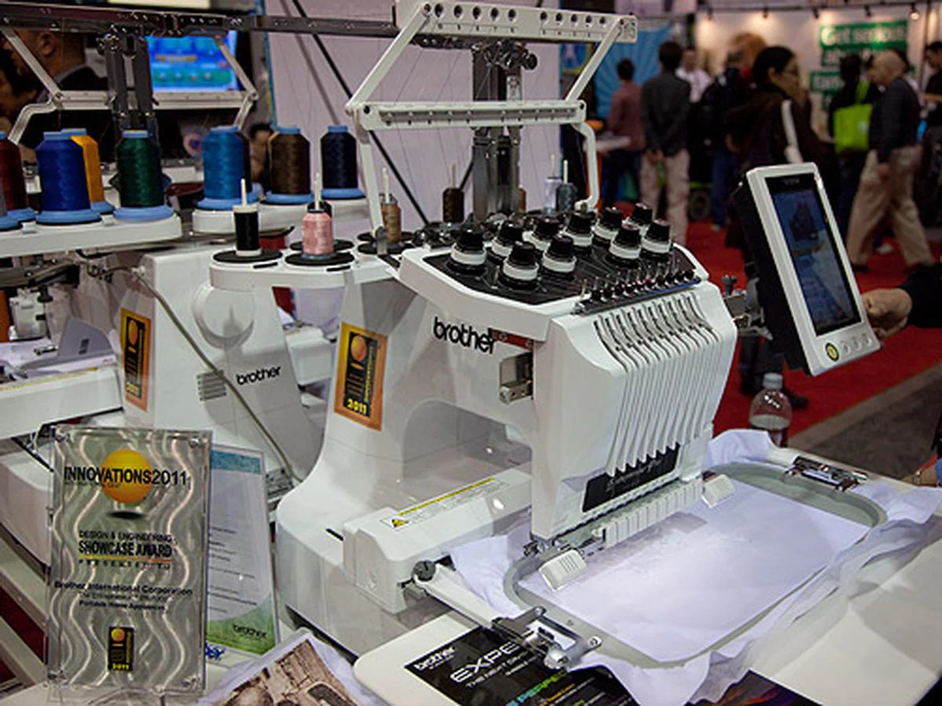 The Brother Entrepreneur Pro PR-1000 embroidery machine is one of the CES 2011 Innovations winner. With this embroidery machine that uses needles and threads instead of ink to 'print' digital images on fabric, sewing complex images on t-shirts is never easier.