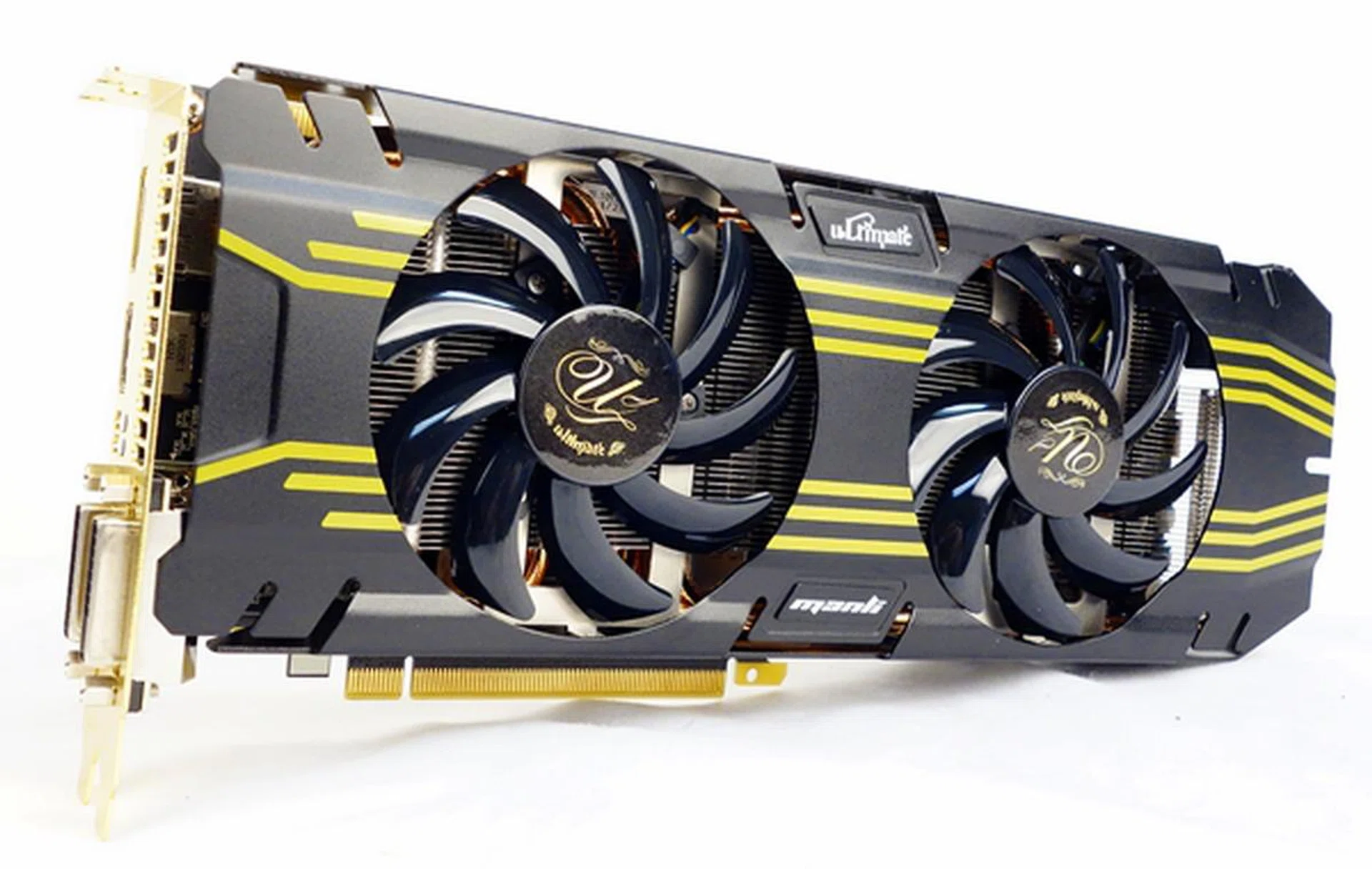 Besides featuring more video memory than usual, it's finished with bright yellow racing streaks and has a light gold rear bracket.