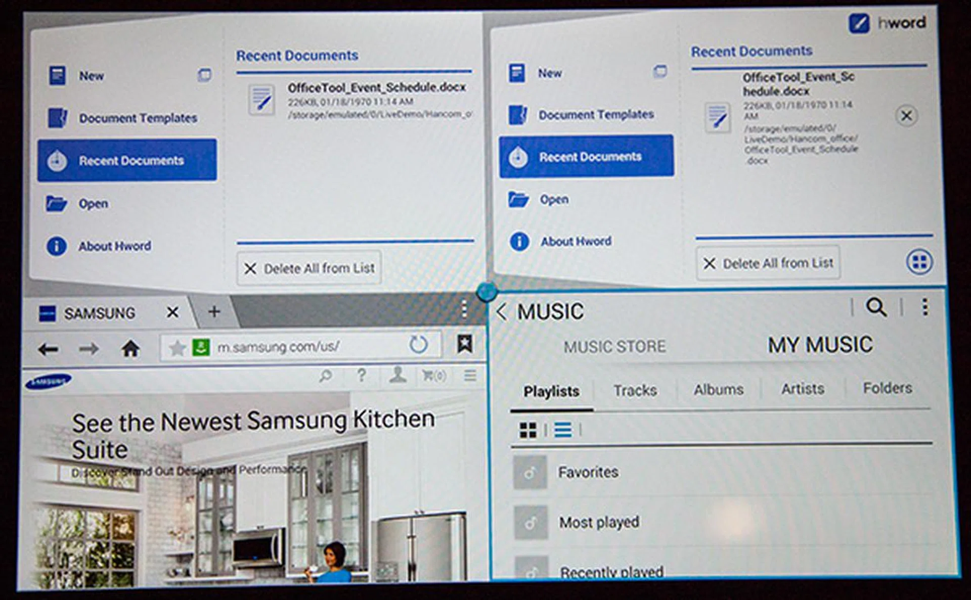 The Multi Window feature allows you to run up to four apps simultaneously. You can also run two instances of the same app at the same time.