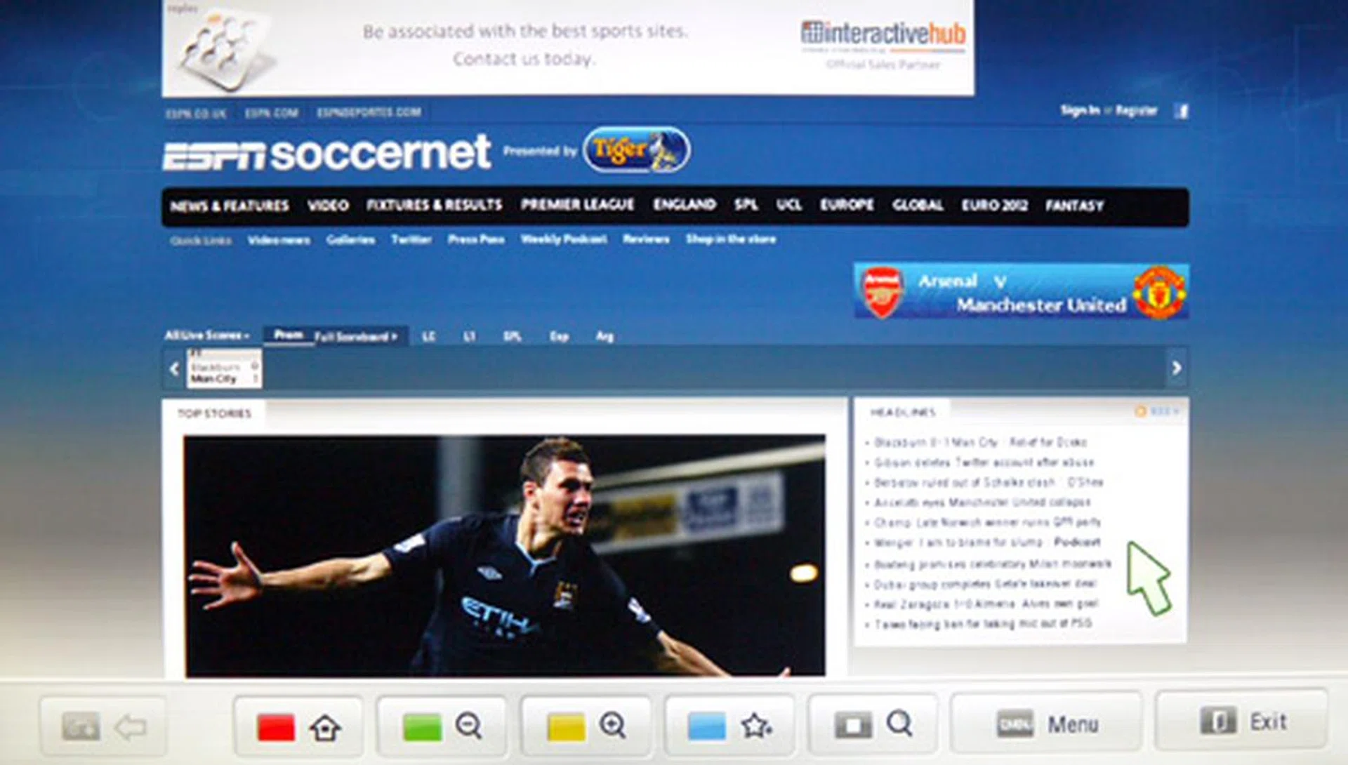 Surfing the web on a 42-inch display is quite an experience. Sadly, LG still has some refinements to make to its web browser's support for Flash-based content. Soccernet's top banner managed to load, but the advertising banner in between Quick Links and Live Scores failed to do so. If we may add, it is so much easier, if not faster, to navigate web content with the Magic remote at hand.