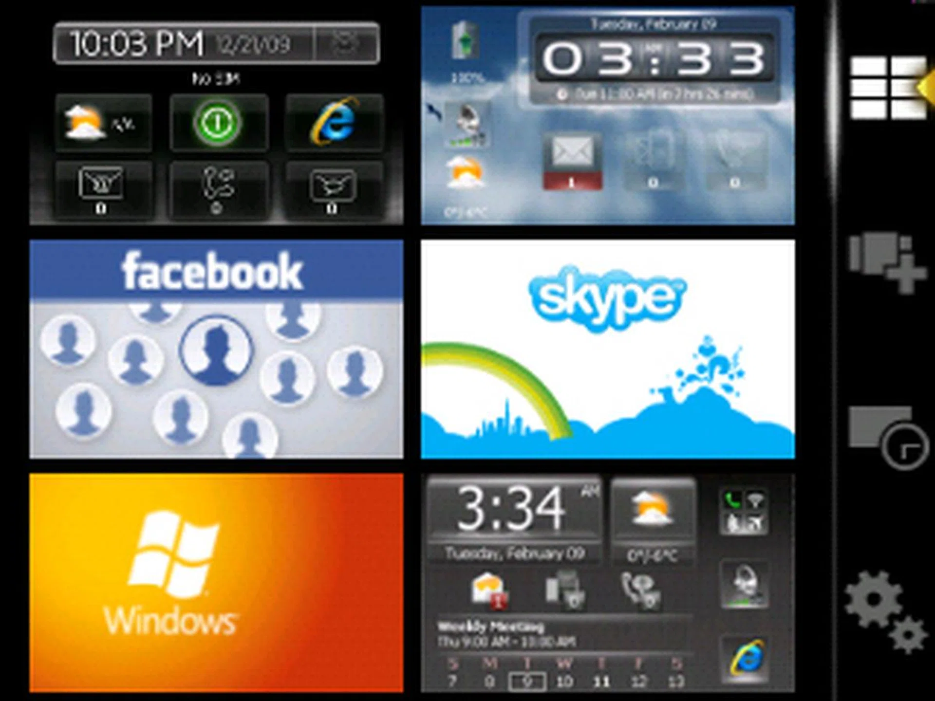 There are six different customized screen panels for you to choose from - Sony Ericsson, SPB Mobile Shell (Lifestyle and Professional), Facebook, Skype and the default Windows Mobilet panels.
