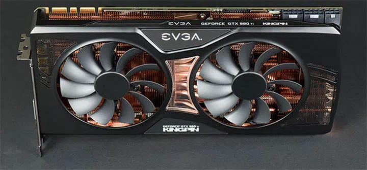 The EVGA GeForce GTX 980 Ti Kingpin looks like it will feature a copper heatsink over the traditional aluminium. (Image Source: EVGA)