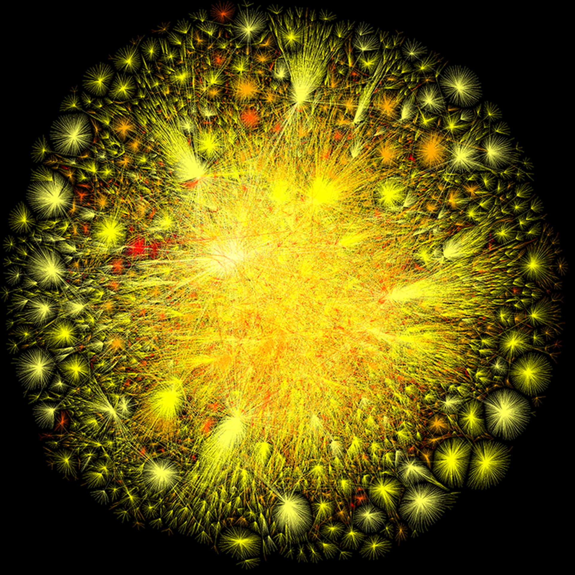 This is a graphical representation of the internet, showing all the connections that make up our cyberspace. It is literally a maze of many connections and nodes. You can see a high-res version of this image at the Opte Project.