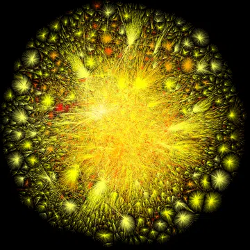 This is a graphical representation of the internet, showing all the connections that make up our cyberspace. It is literally a maze of many connections and nodes. You can see a high-res version of this image at the Opte Project.