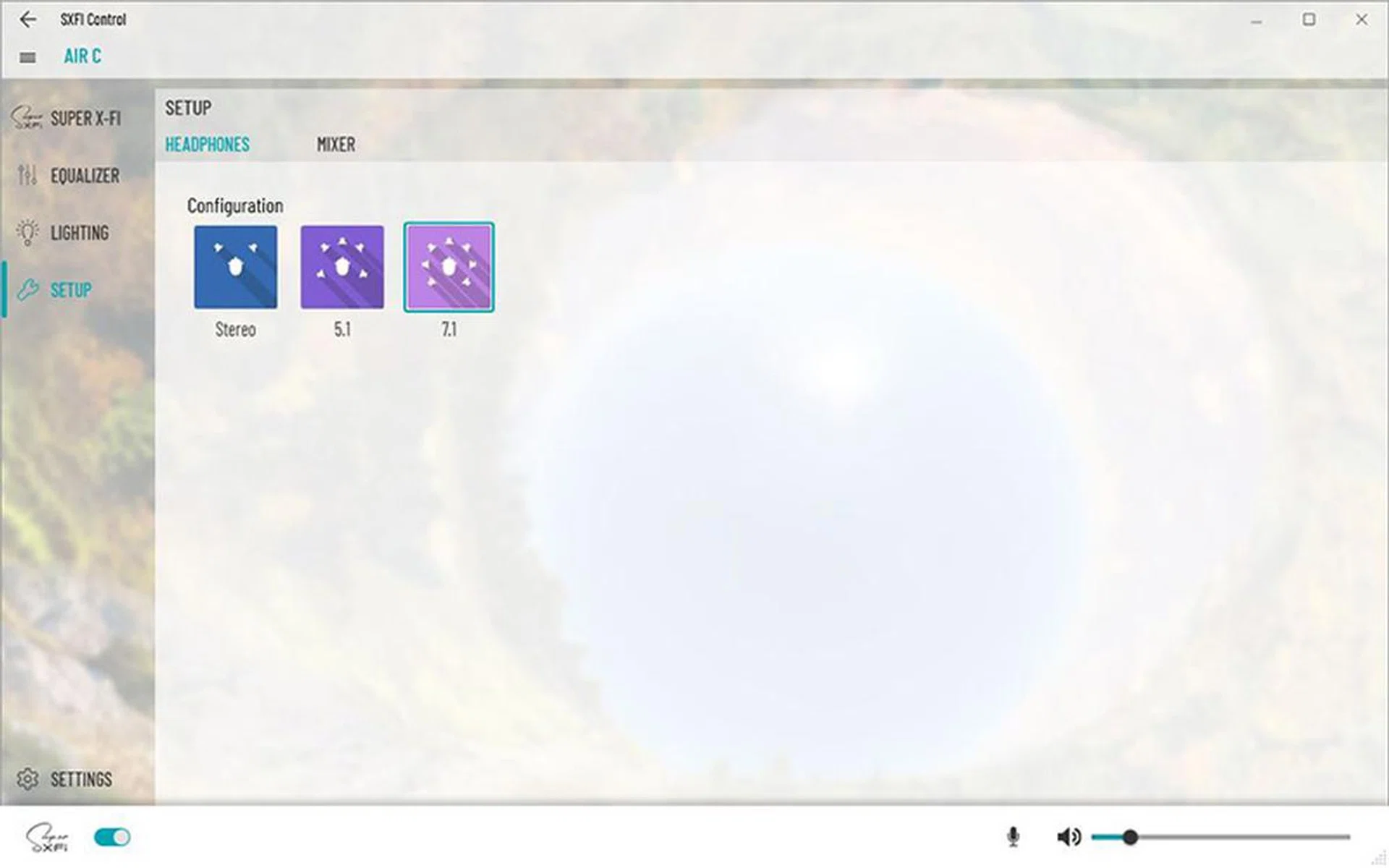 Switch between stereo, 5.1 and 7.1-channel sound with the app.