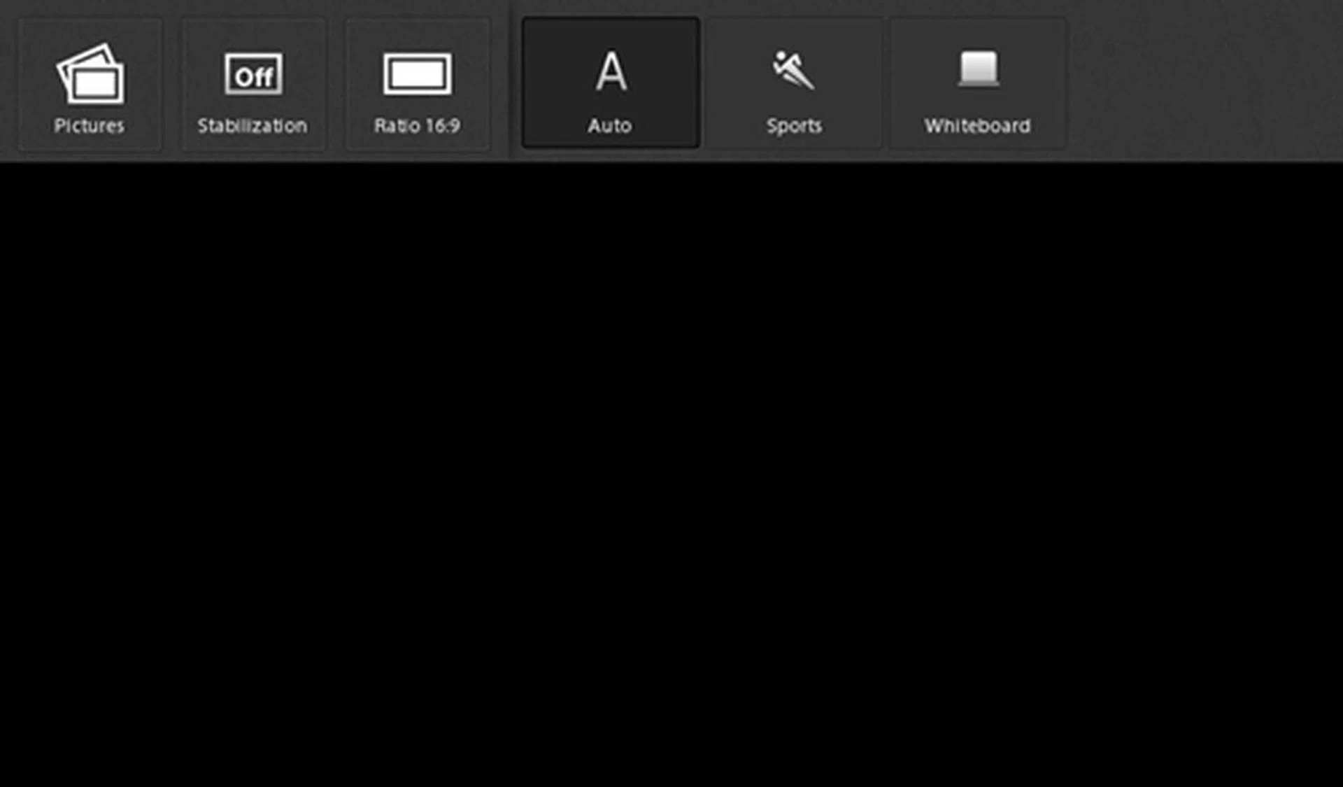 Swipe downwards from the top and you will see the menu options for the camera app.