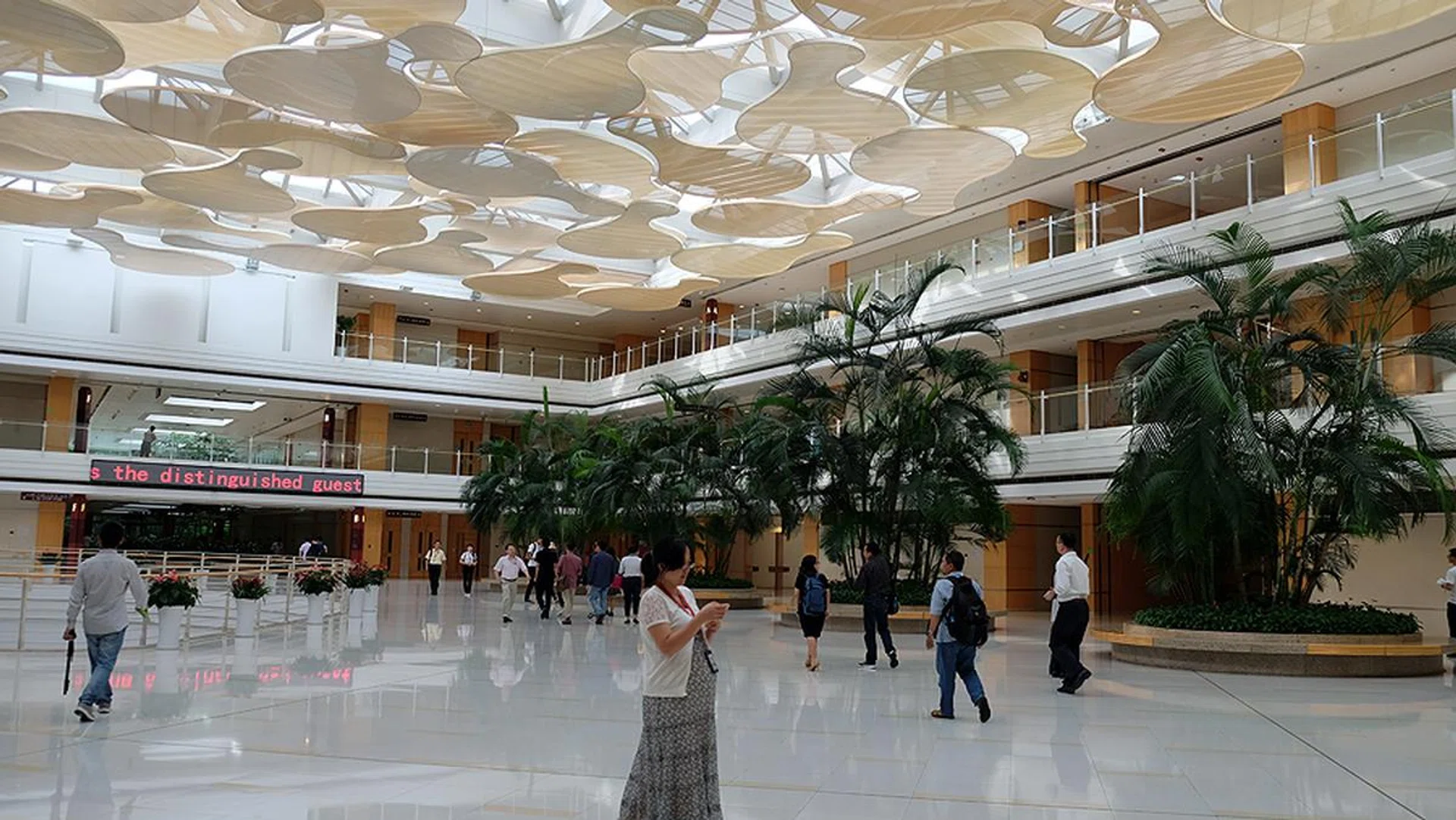 Atrium of Huawei University, where new staff received training for three months before starting.
