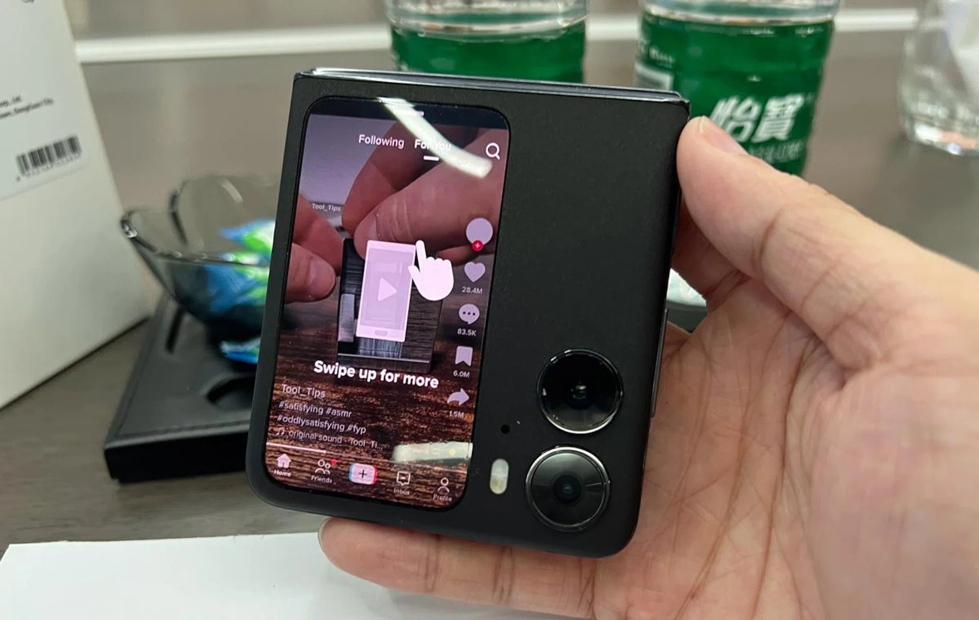 TikTok on the Oppo Find N2 Flip's Cover Screen.