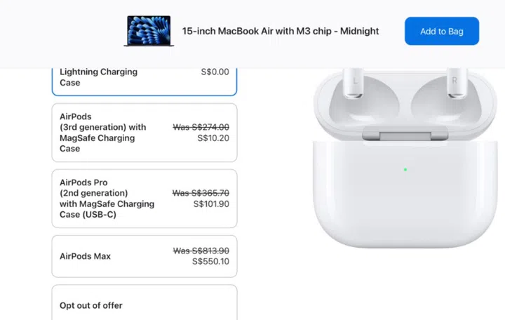 The audio options available. 