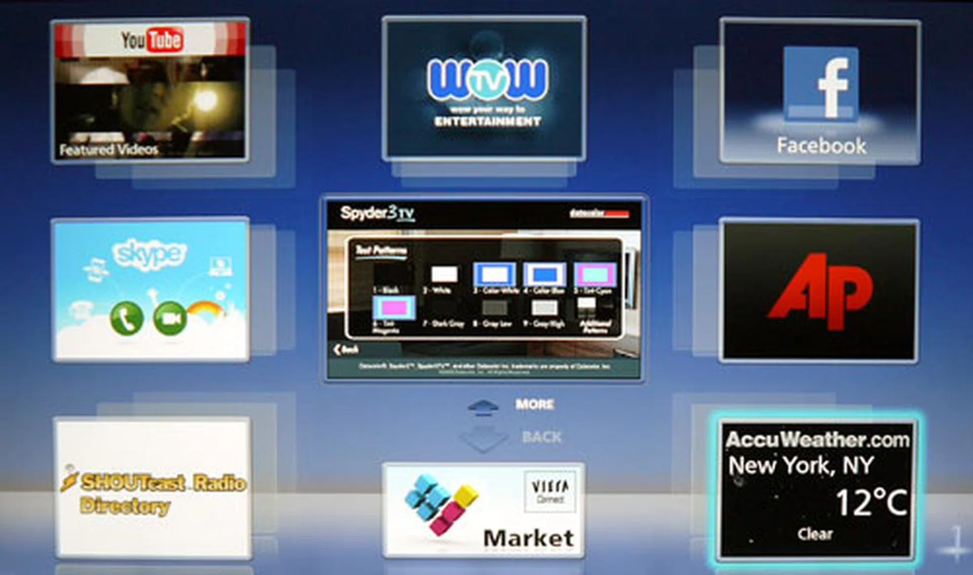 That window in the middle isn't an applet. Rather, it displays any content that's on the active AV channel. As you can tell, Panasonic could have fitted more apps into one page if those icons were just a tad smaller. 