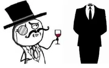 The LulzSec (left) and Anonymous (right) logos.