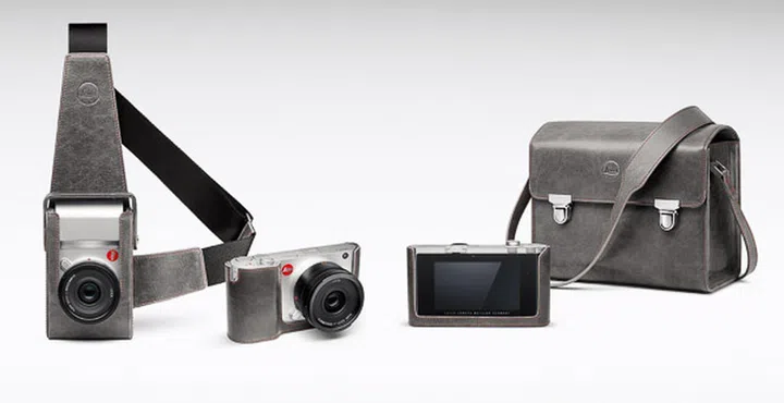 L to R: Leica Leather holster, Leather protector (front and back), Leather system case