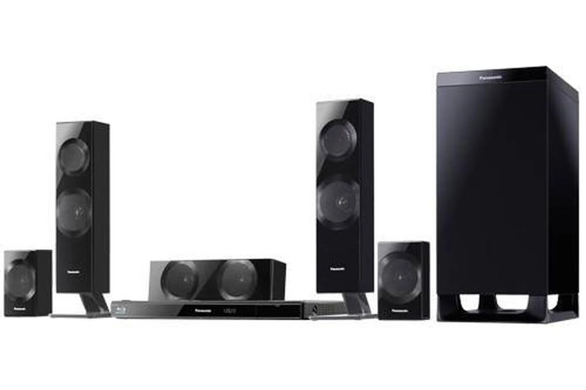 The Panasonic SC-BTT583 Home Theater System consists of a 3D Blu-ray player/receiver and a 5.1-channel speaker system.