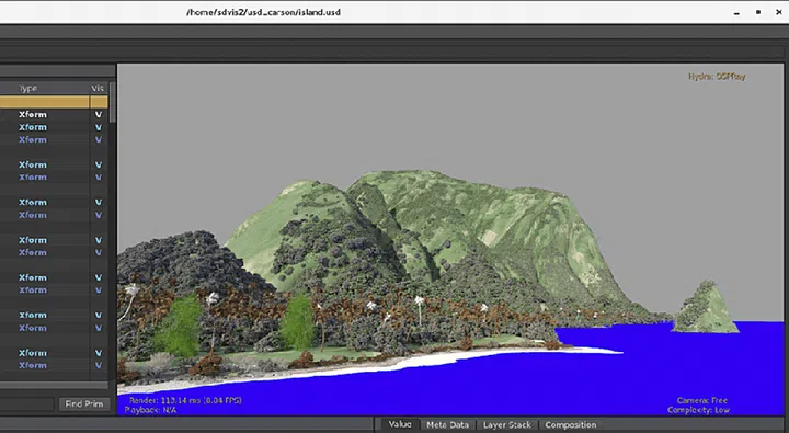 Preliminary ‘work in progress’ USD version of Moana Island scene (Image source: Walt Disney Animation Studios via Intel)