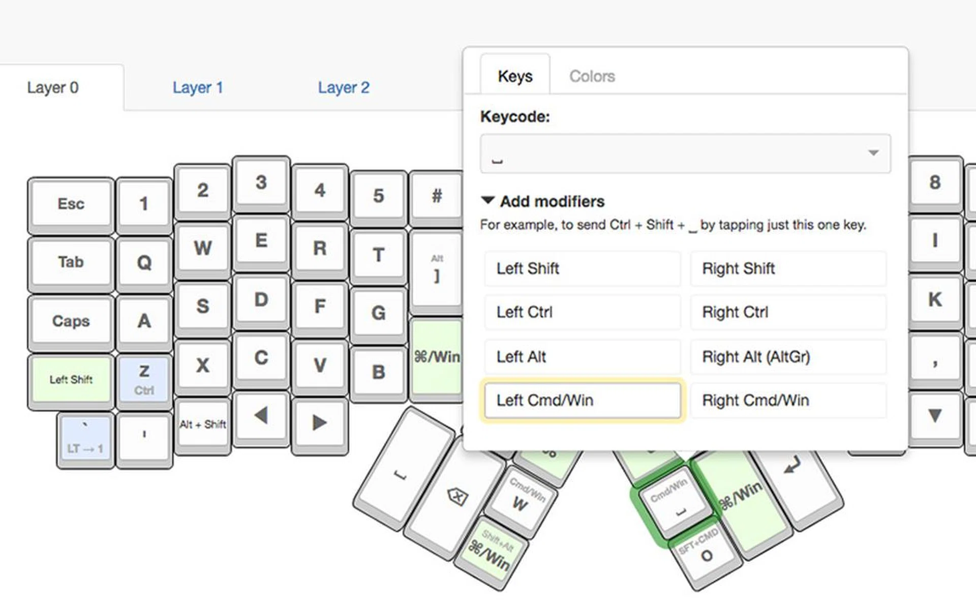 I’ve set this key to return a combination of key (Space) plus modifier (CMD) so it launches Alfred on my Mac.