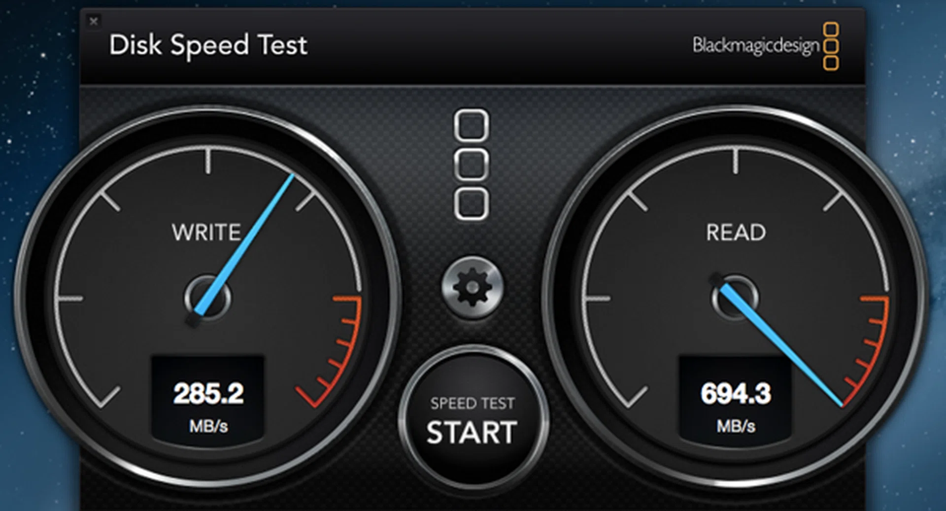 Running in its native OS X environment and using the Black Magic app, we got really outstanding read speeds.