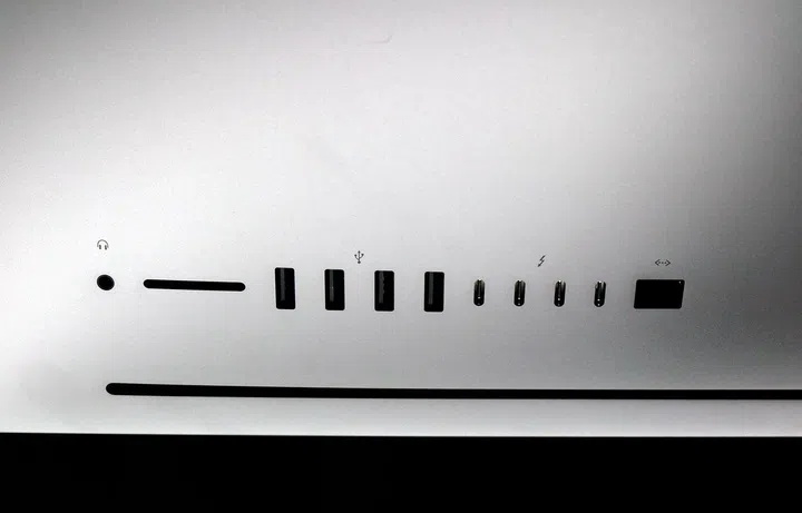 The iMac Pro comes with four USB Type-C ports that support Thunderbolt 3 and a further four USB 3.0 ports. It also has a 10Gb Ethernet port!