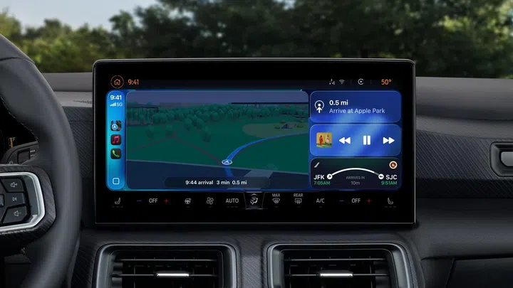 CarPlay also gets iPhone's new look. Image: Apple.