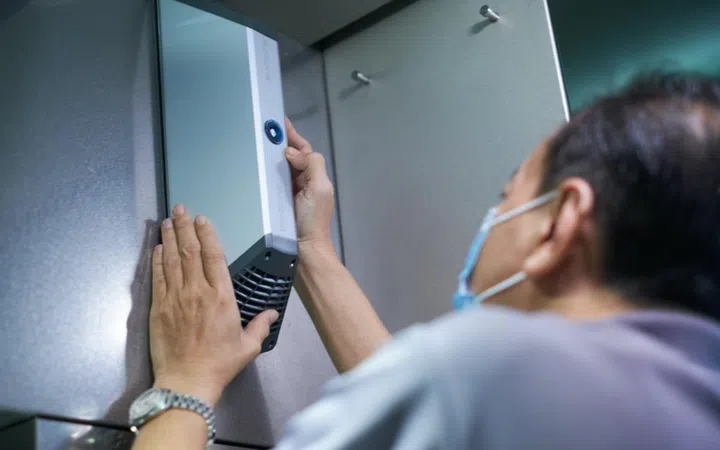 All lift cars will be installed with a PhotoPlasma air disinfection system. Image courtesy of CapitaLand 