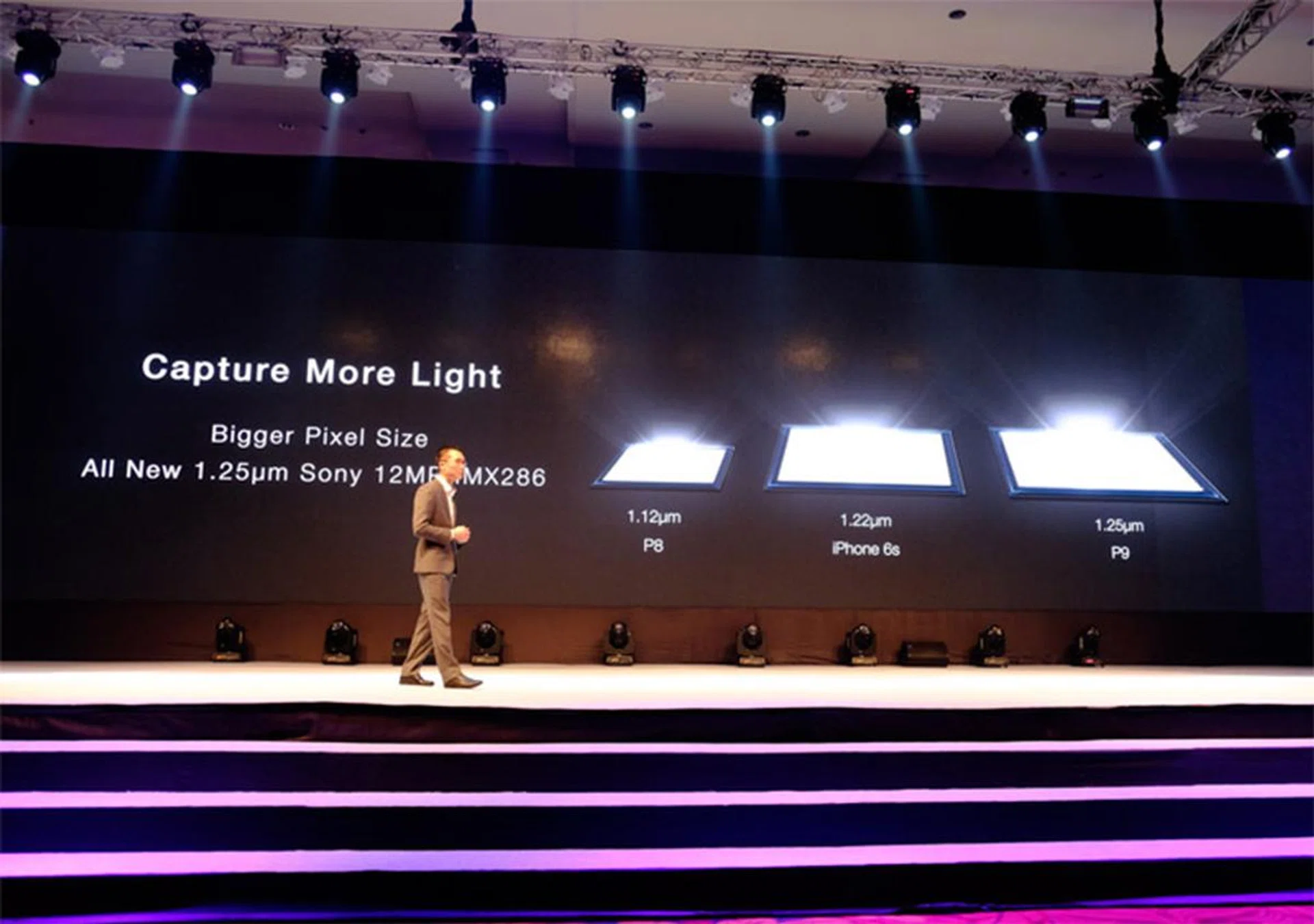 Slight lower resolution in exchange for a larger pixel pitch is Huawei's approach. 