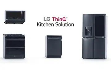 LG's new ThinQ kitchen appliances include the InstaView fridge, EasyClean oven, and QuadWash dishwasher. (Image source: LG.)