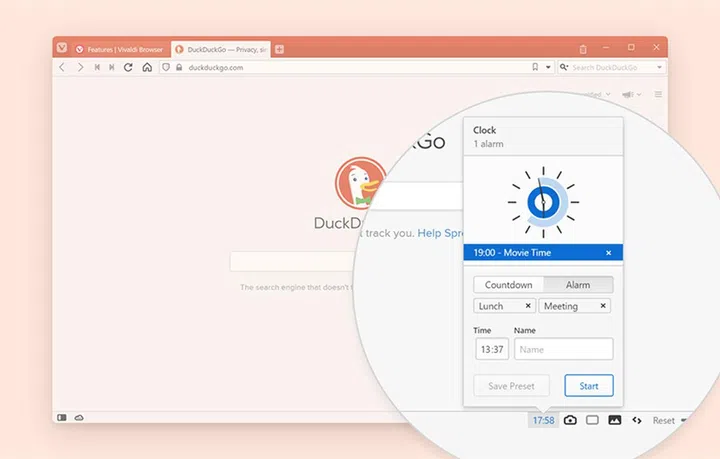 The desktop version's clock feature comes with timer functionalities as well.