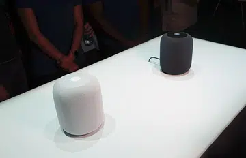 The new HomePod speakers come in black and white.