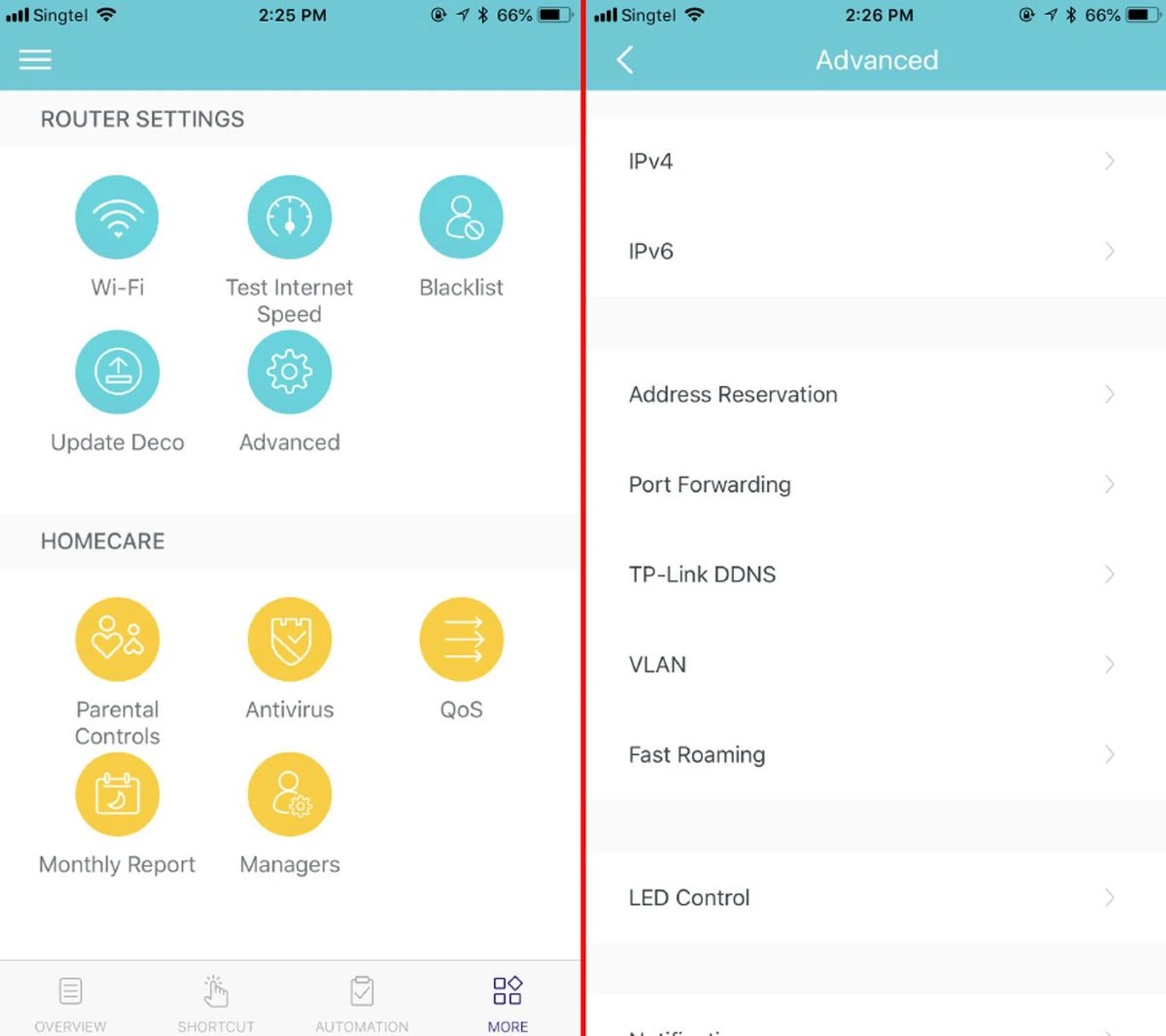 Not much in the way of advanced settings and options.