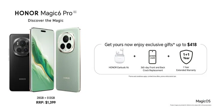 Honor Magic6 Pro launch retail promotion, while stocks last.