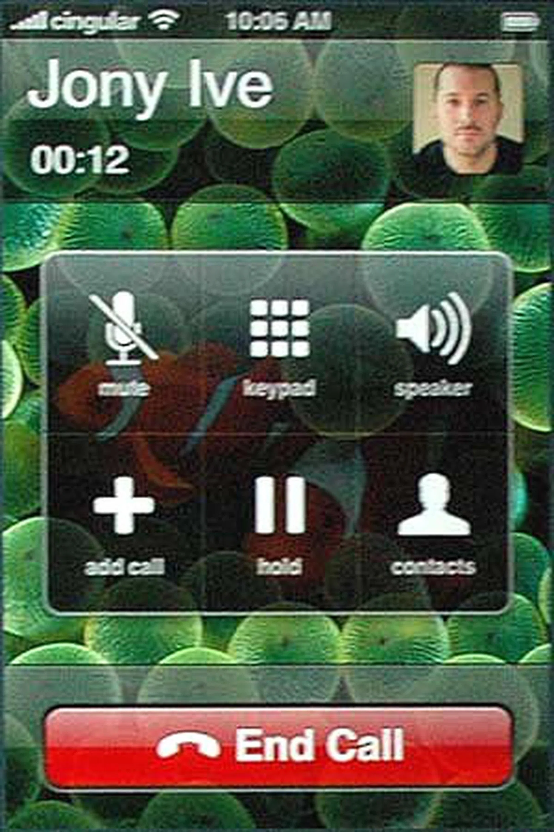 This is what you will get when you are having a phone conversation. The proximity sensor near the top of the phone will switch off the screen when you bring the phone up to your ear, and turns back on when you bring it down.
