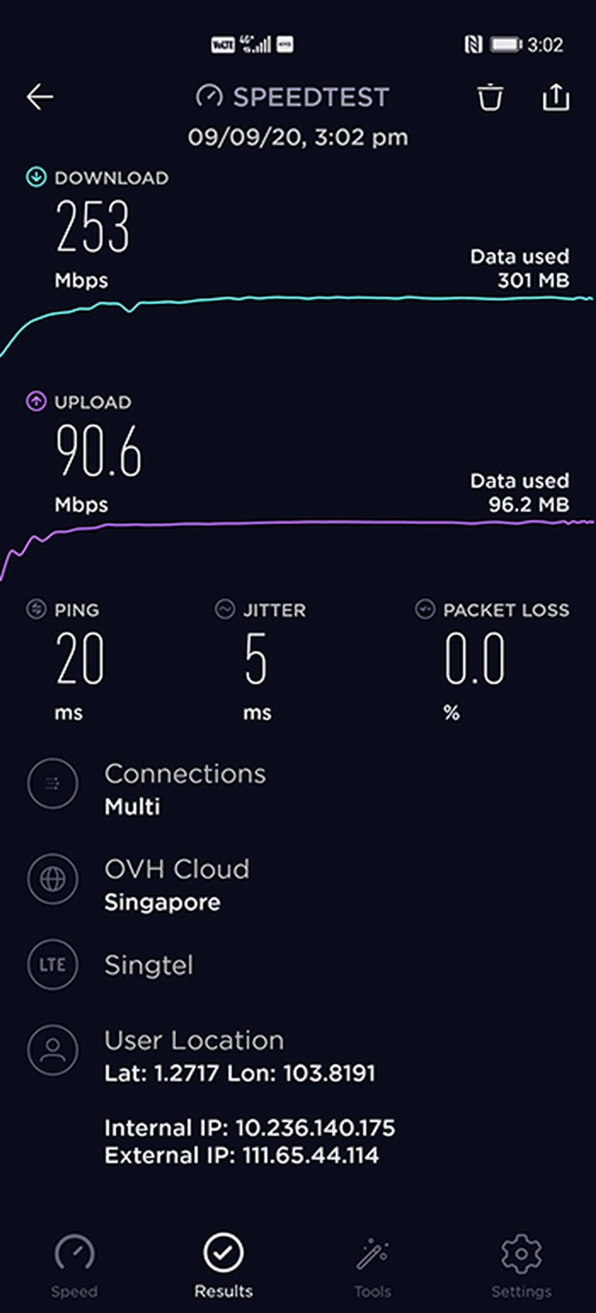 Singtel 4G Test 1.