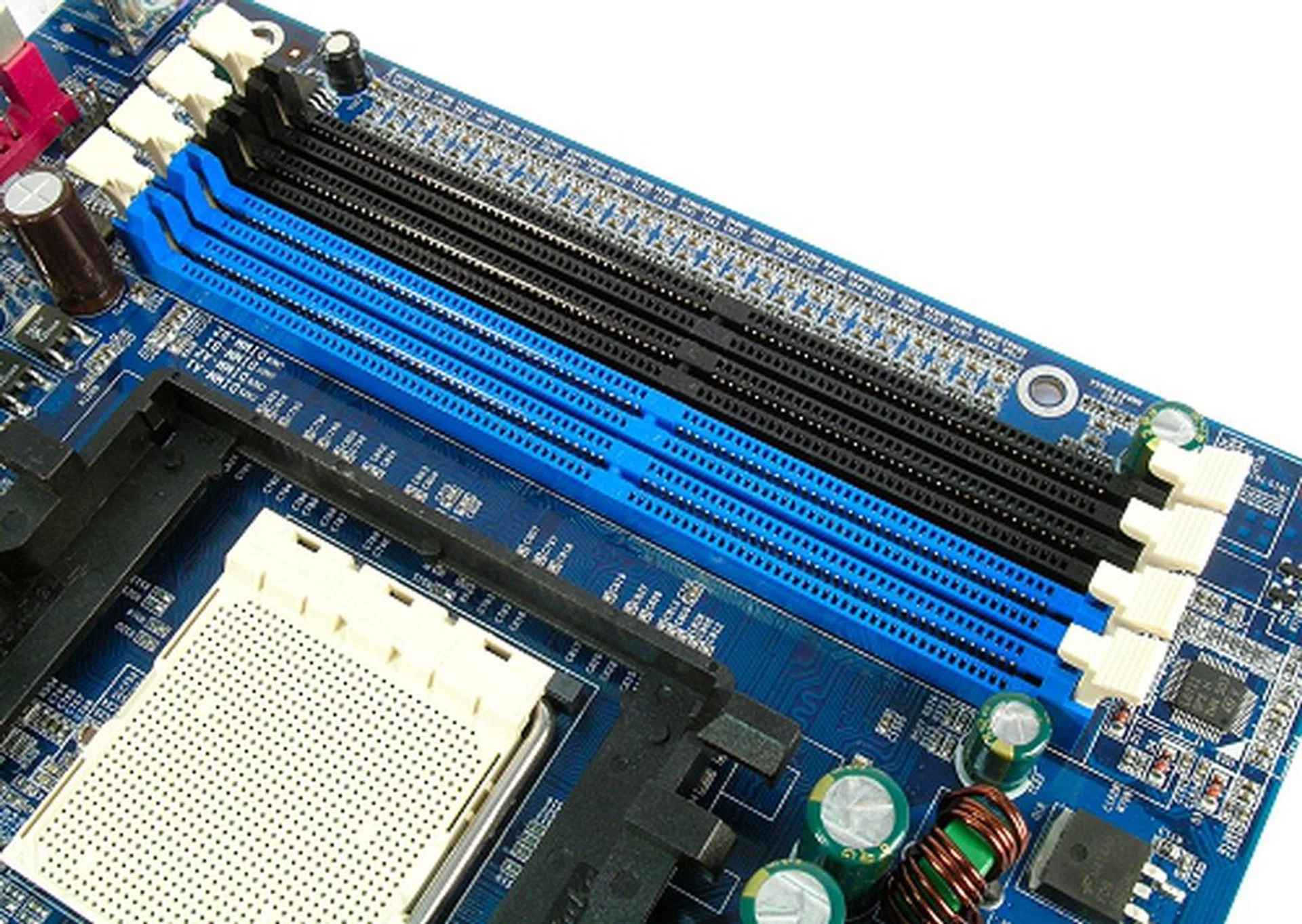With a short depth motherboard, DIMM slots have to be installed horizontally at the top of the board.