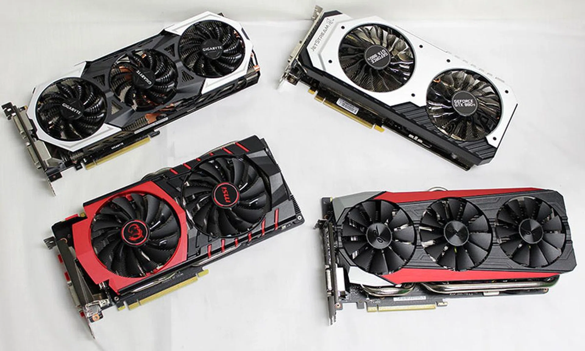 ASUS, Gigabyte, MSI, and Palit have equipped their custom cards with beefy coolers and factory overclocks. 