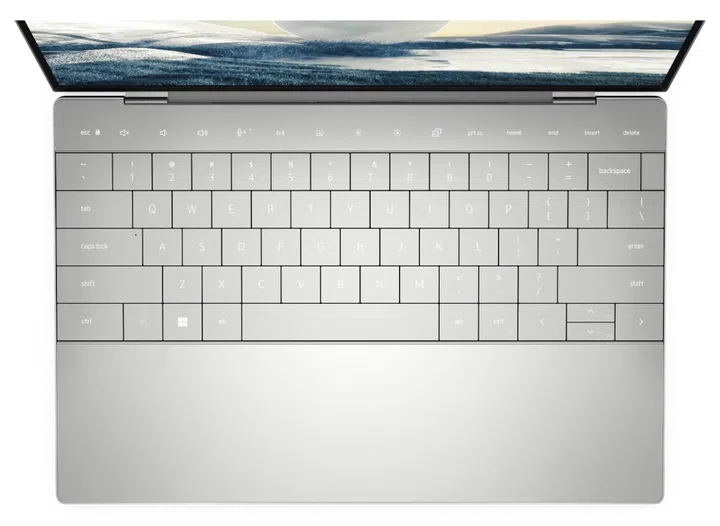The keyboard has larger keycaps but less space between individual keys. (Image source: Dell)