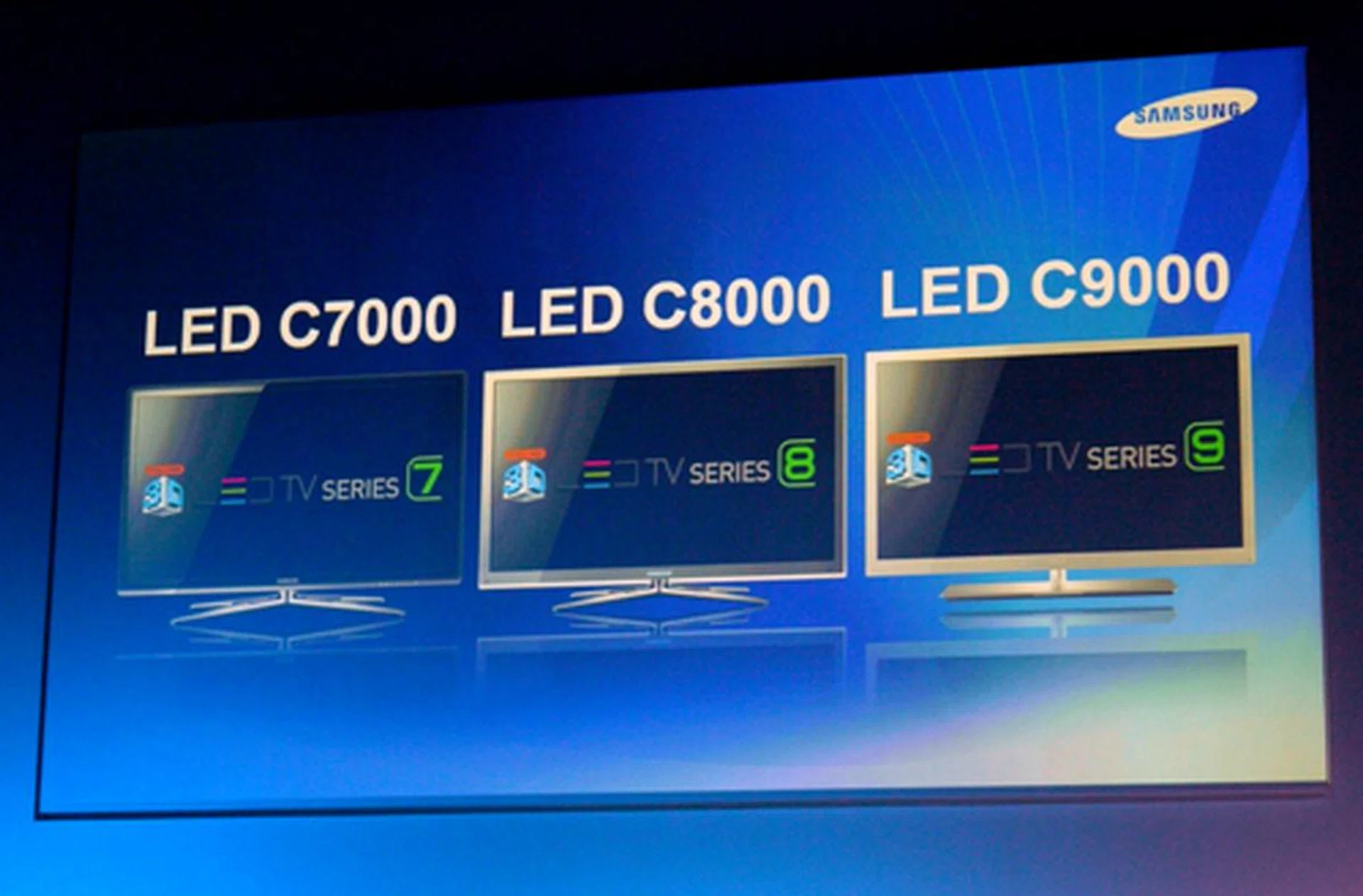 Three of Samsung's recent LED TV series.