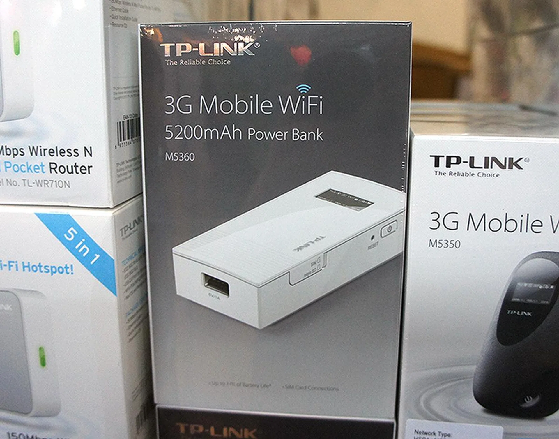 The TP-Link M5360 is ideal for travelers as it is a 3G mobile hotspot and 5,200mAh mobile battery bank rolled into one. Going for $115.