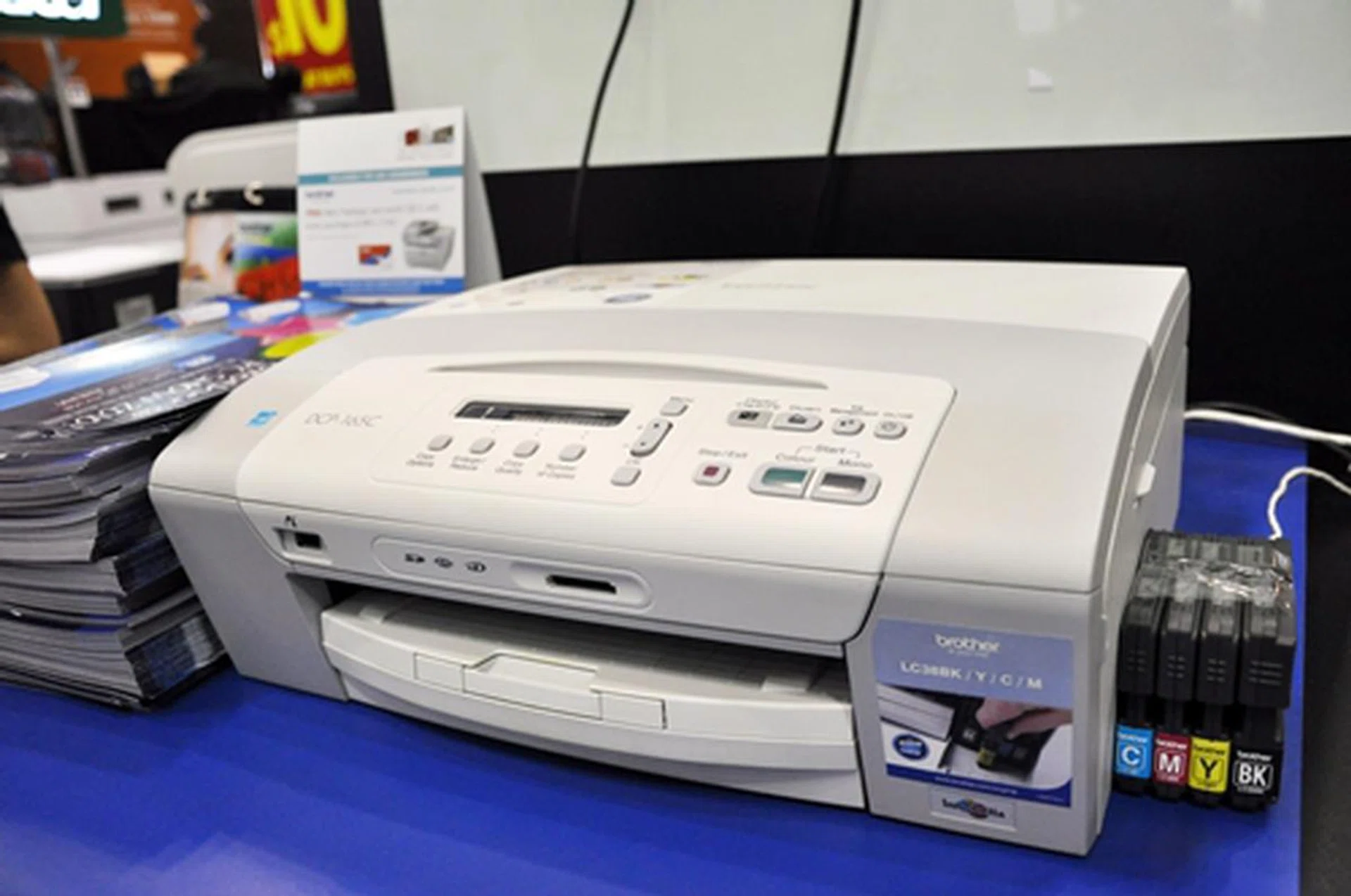Looking for an Inkjet printer? The DCP-165C allows direct photo printing from PictBridge-enabled cameras, media cards and USB flash memory drives. Comes at a sweet price of $98.