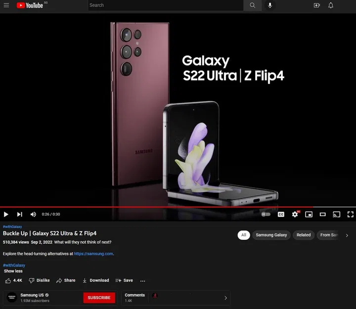 Screenshot of Buckle Up by Samsung.