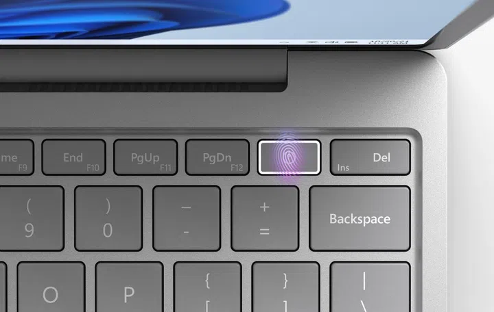 The fingerprint reader is built into the power button. Image source: Microsoft. 