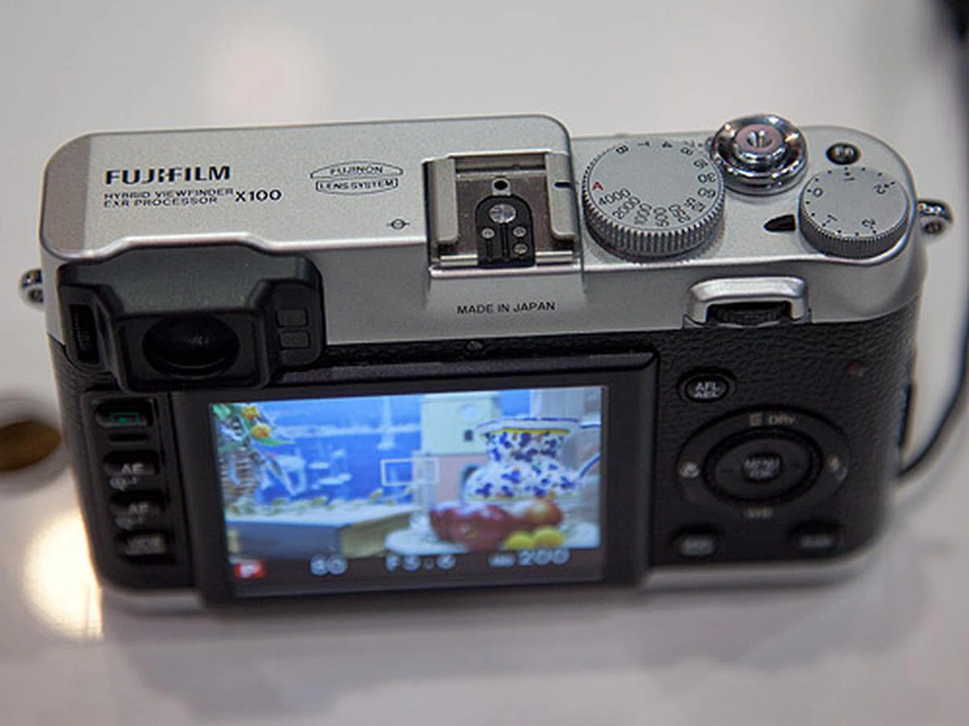 Rear view of the FujiFilm FinePix X100.