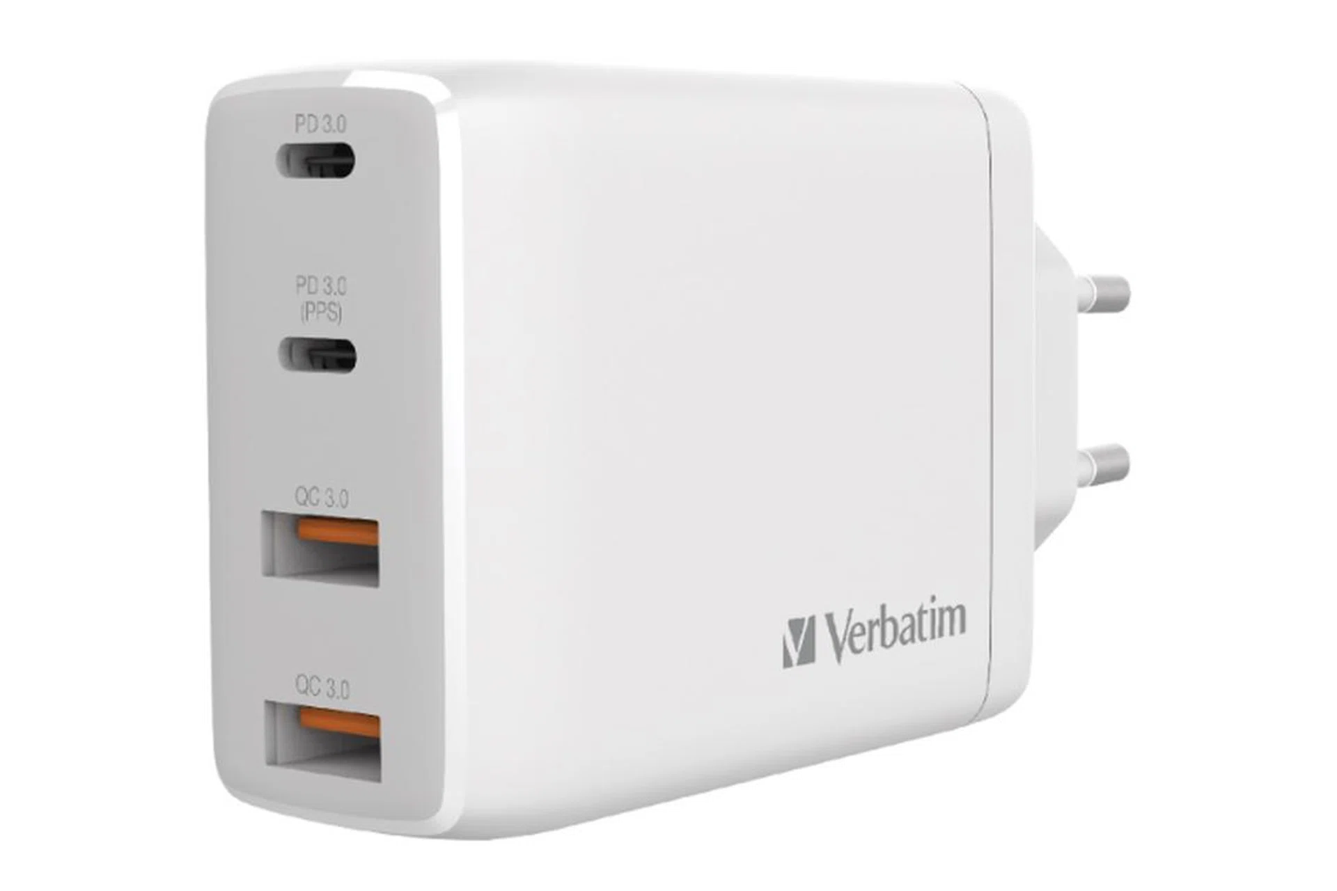 Verbatim 4 Port 100W GaN USB charger in white. (Image source: Verbatim)