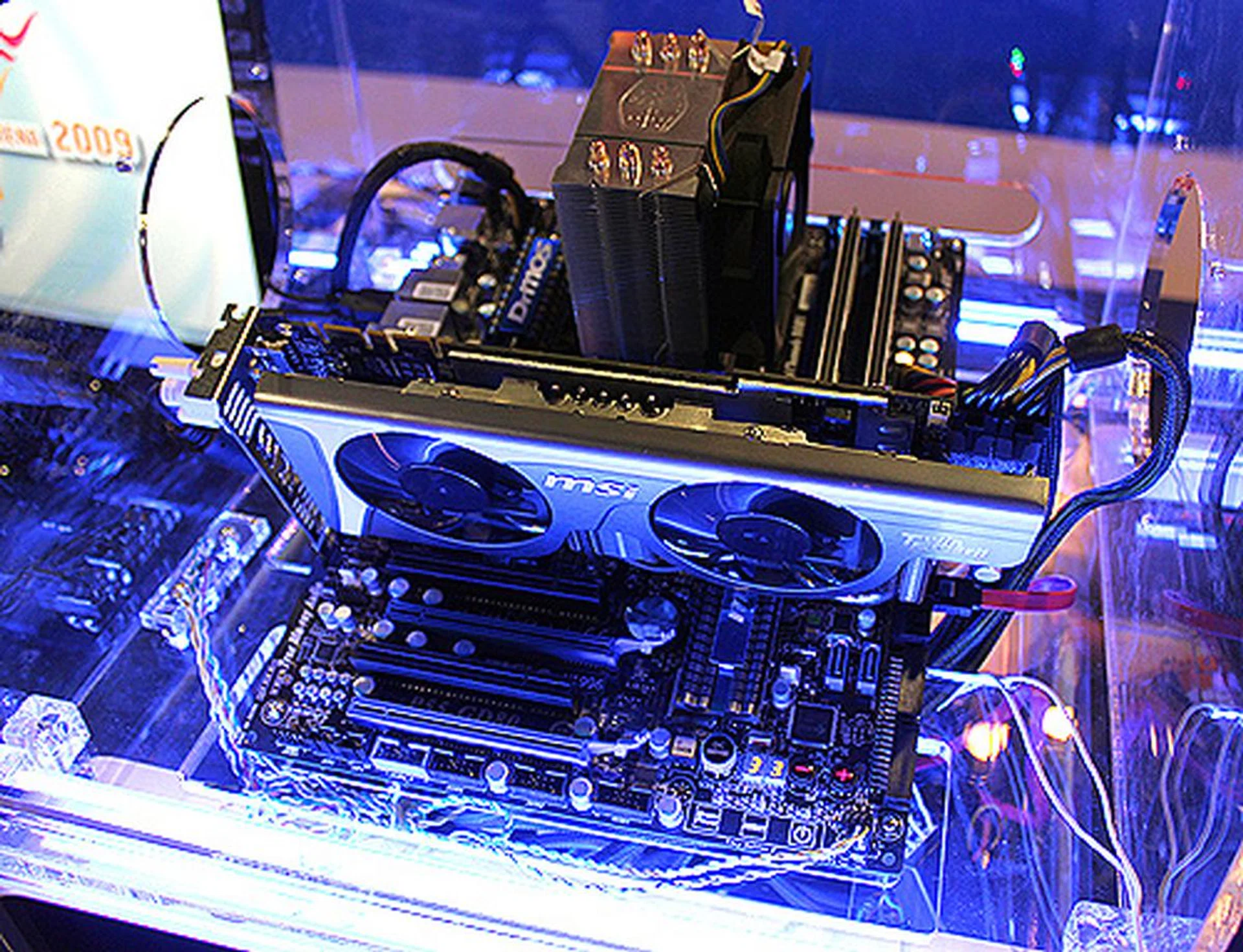 Remember our P55-GD80 preview? It is on show here, coupled with other components from Intel , OCZ, Western Digital, and Antec - all sponsors of the event.