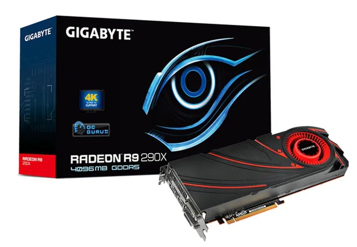The Gigabyte Radeon R9 290X 4GB GDDR5 graphics card (GV-R929XD5-4GD-B) (Image Source: Gigabyte)