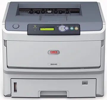 When loaded, the Oki B840dn weighs about 28kg.