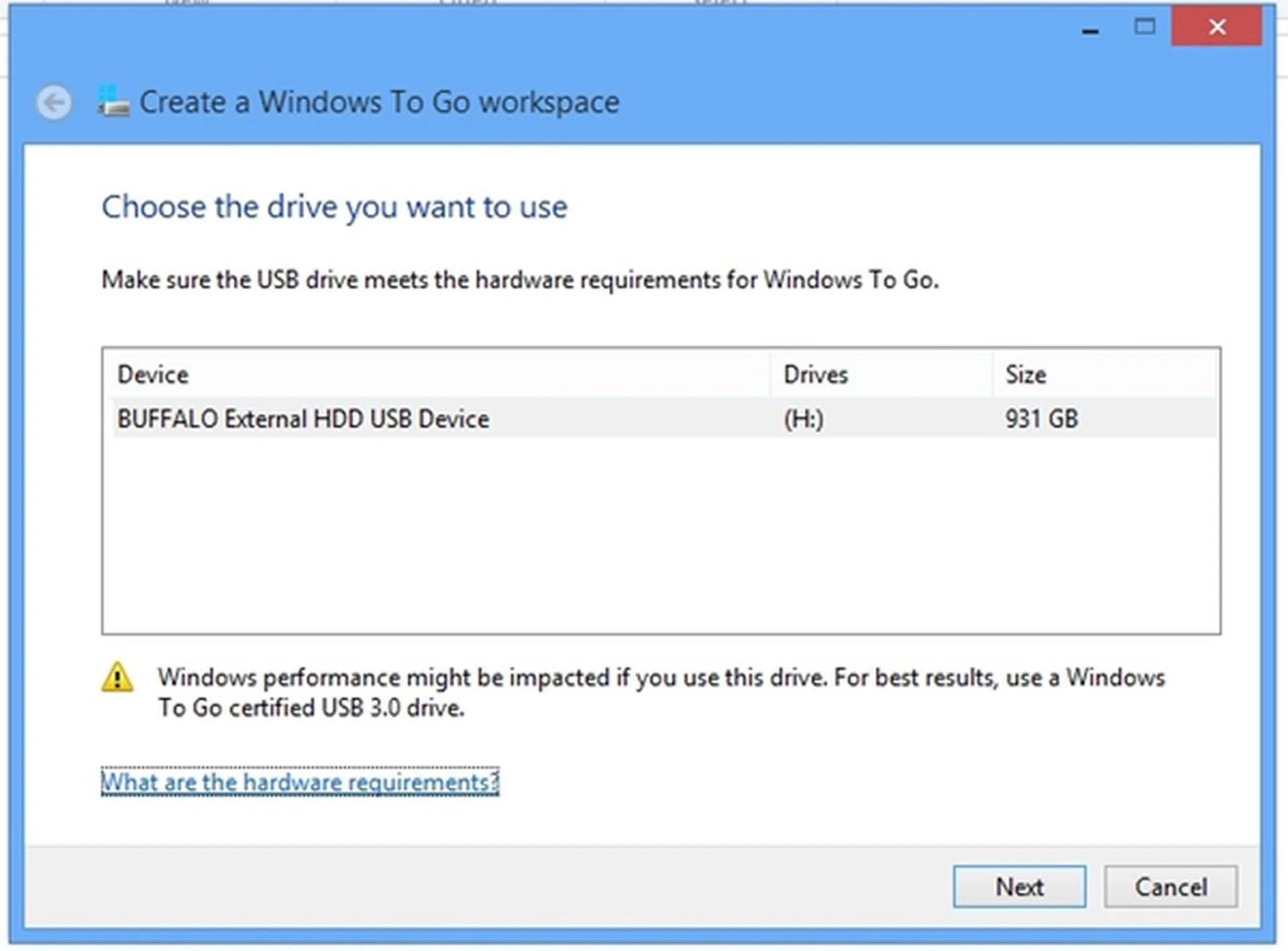 Select a suitable USB device that is attached to the PC and click the Next button to proceed.