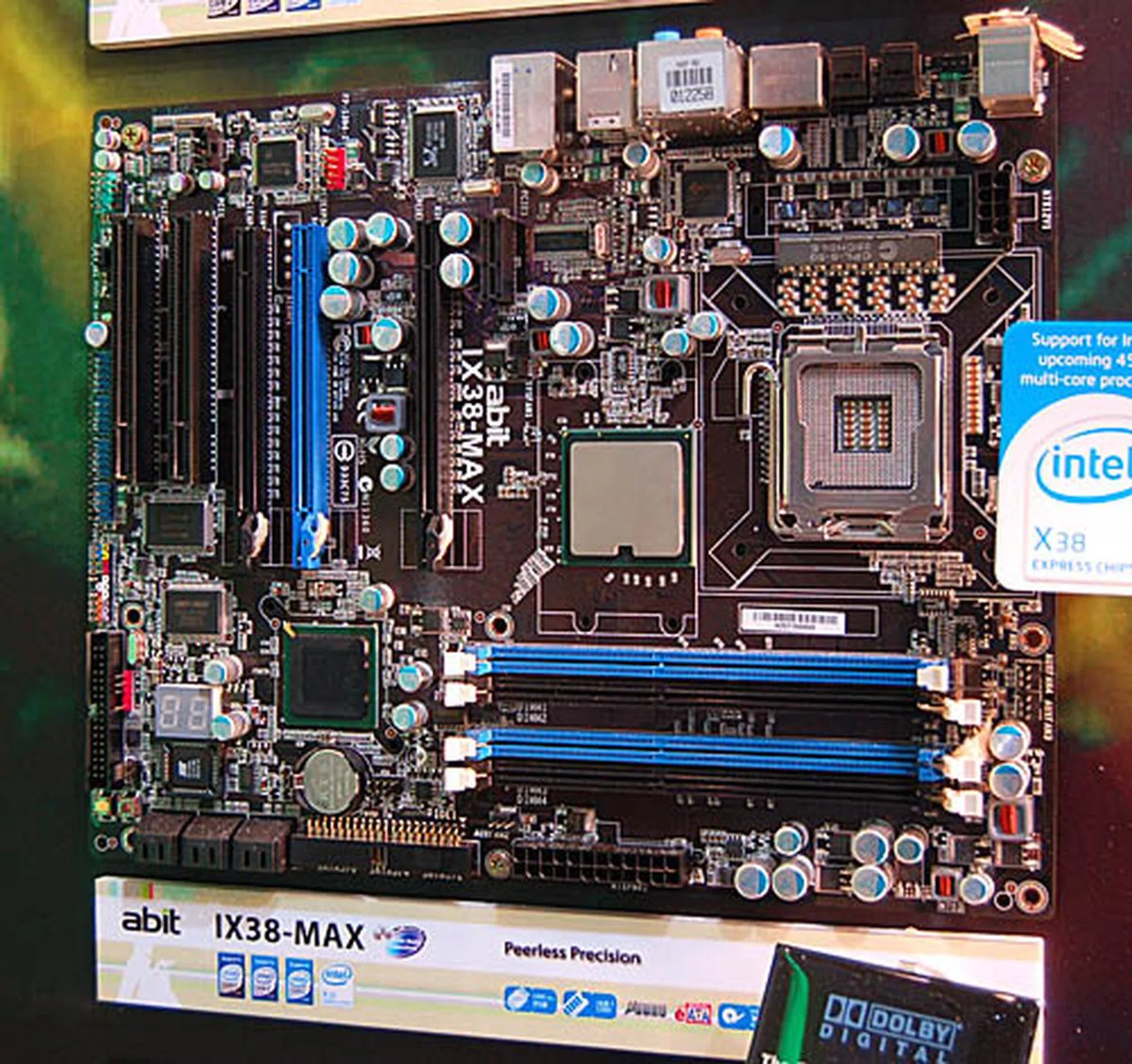 abit's IX38-Max has all the expected premium features of this new top end Intel chipset, like support for DDR3 memory (up to 1333MHz), Core 2 Quad support including 45nm processors, eSATA connectors, dual PCIe x 16 lanes. Other abit enhancements are the use of solid state capacitors, external CMOS reset switch and uGuru technology.  